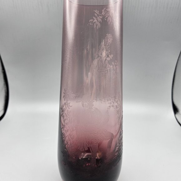 Caithness “Romeo and Juliet” etched amethyst glass vase - Picture 1 of 10